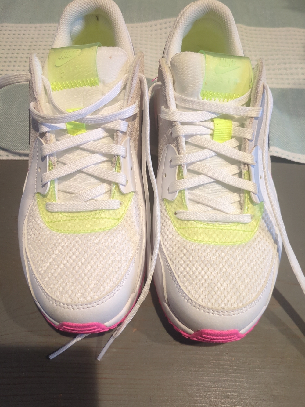 Nike White Mesh Sneakers with Neon Yellow & Pink Accents
